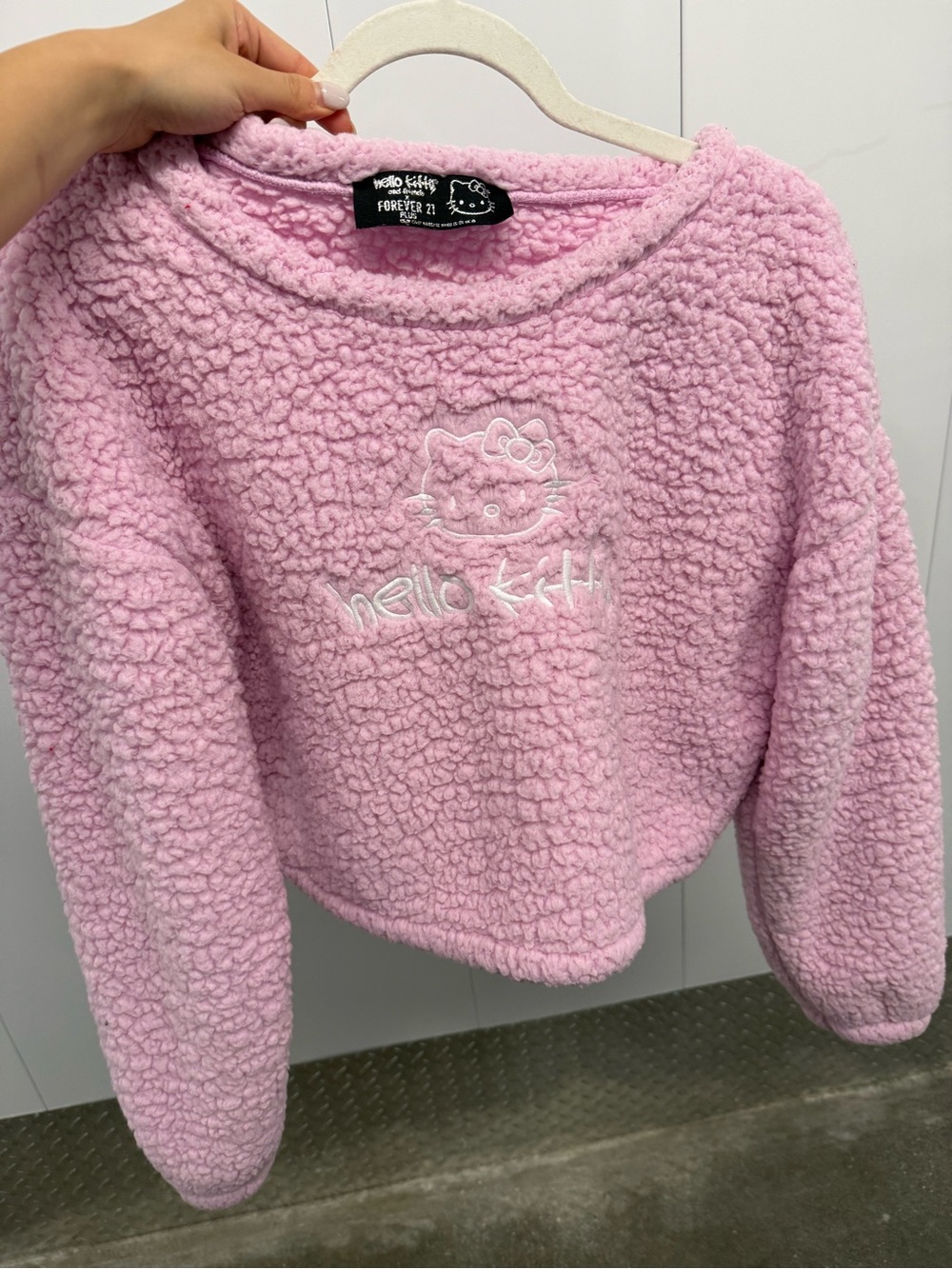 Forever 21 Pink Hello Kitty Sherpa Crewneck Sweater